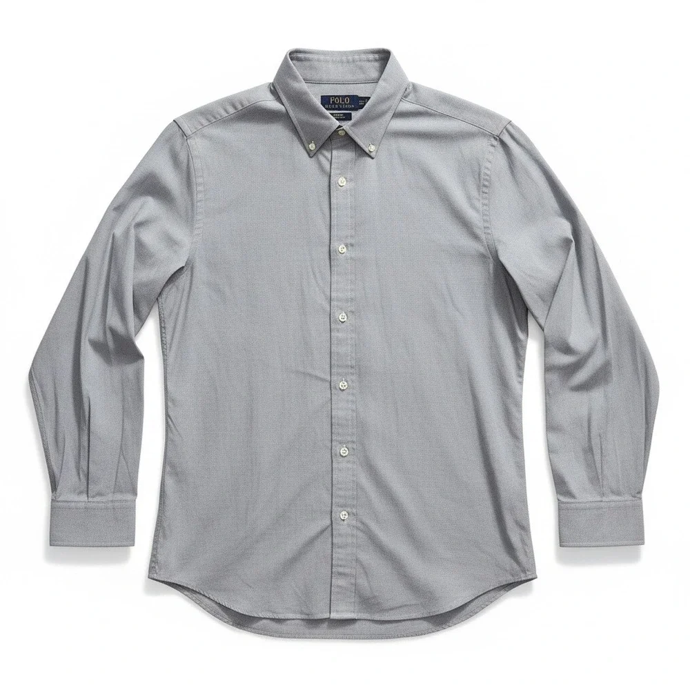 Polo Ralph Lauren Mens Slim Fit Easy Care Button‎ Down Shirt Grey 17.5 34/35